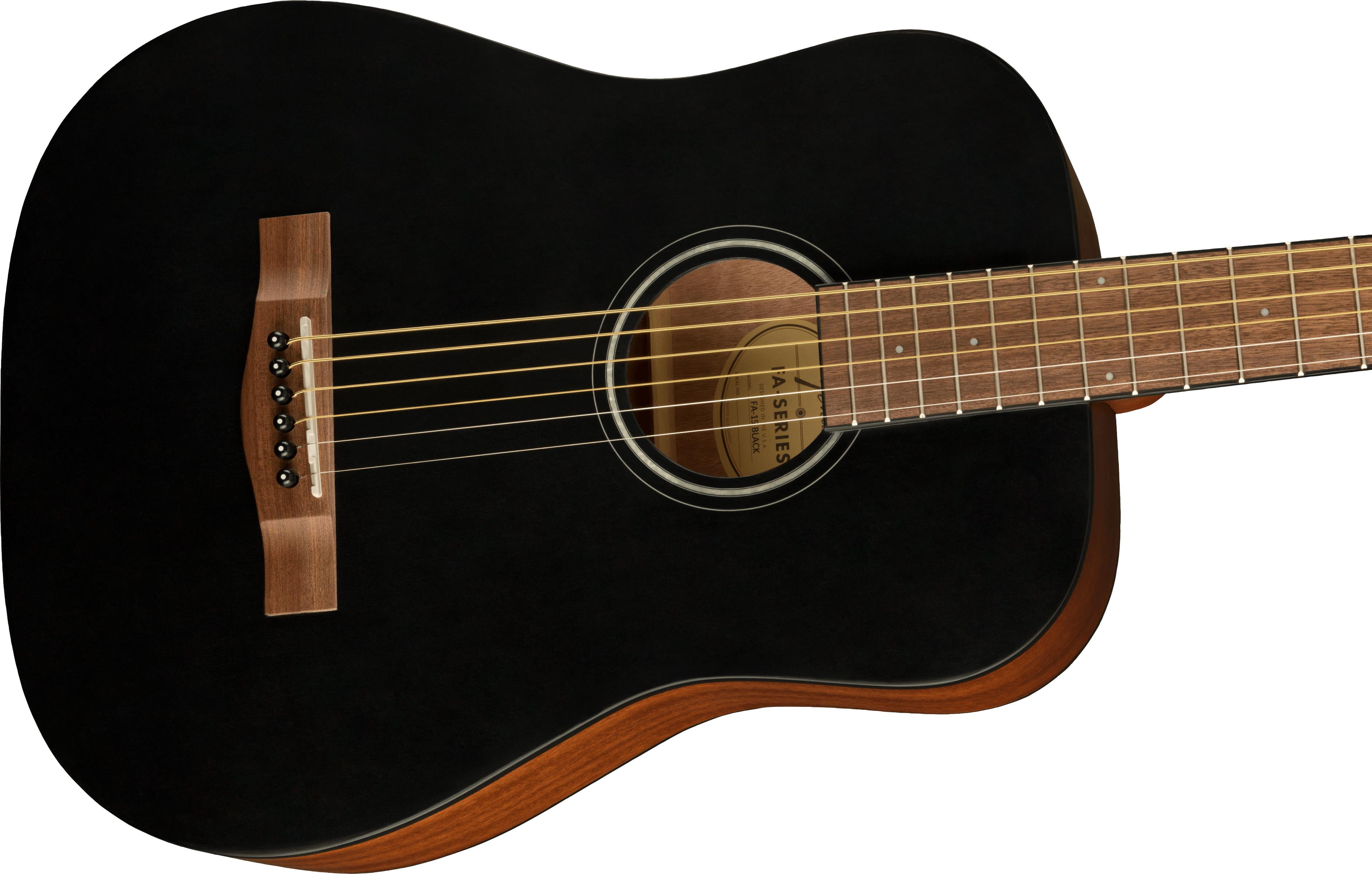 Fender FA-15 3/4-Scale Kids Steel String Acoustic Guitar - Black w/ Gig Bag