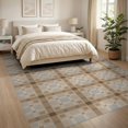thumbnail image 3 of ODIKA 8'x10' Tan Brown Modern Geometric Plaid Checkered Washable Area Rug Contemporary Square Grid Motif with Neutral Tonal for King Size Bedroom Under Bed, Master Suite, Non-Shedding, Easy Care, 3 of 7