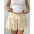 thumbnail image 3 of Suagox Women Pleated Skirt Casual Summer Cute Bow A-Line Mini Skirt for Beach Vacation Club Streetwear Aesthetic Clothes, 3 of 10