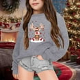 thumbnail image 2 of Aocisk Chandail à Capuchon à Col Rond pour Filles Imprimé de Noël Hiver Chaud Manches Longues Confortable Gris 4-5 Ans, 2 of 4