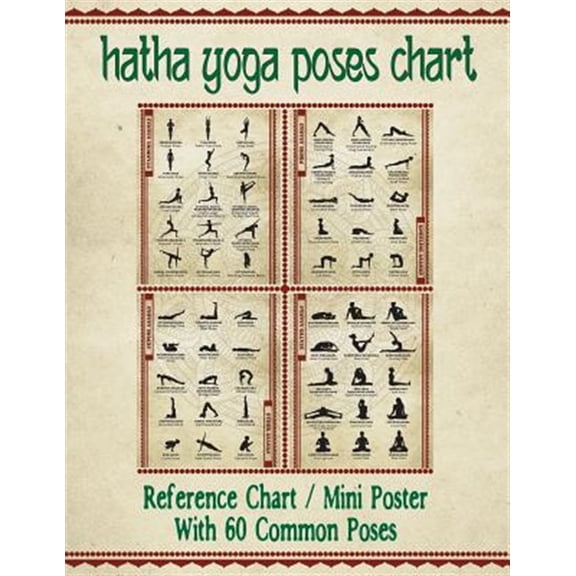 Pre-Owned Hatha Yoga Poses Chart: 60 Common Yoga Poses and Their Names - A Reference Guide to Yoga Asanas (Postures) 8.5 x 11" Full-Color 4-Panel Pamphlet (Paperback)