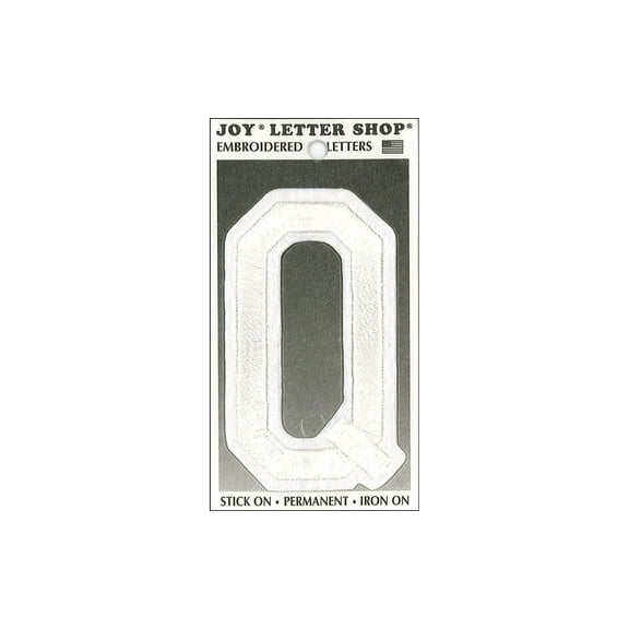 Joy Applique Letter Iron On Varsity 3" White Q