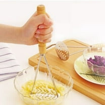 Aihimol Wooden Handle Stainless Steel Potato Smasher - Handheld Kitchen Utensil Masher - Potato Masher Cooking Tool