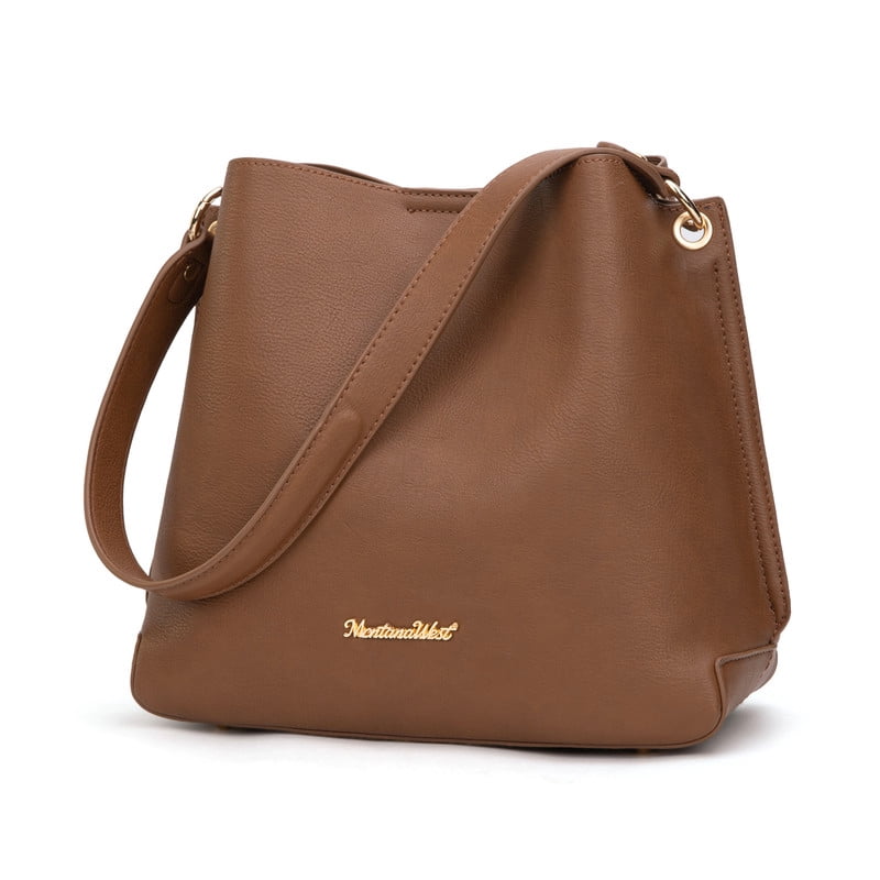 Montana West Hobo Purse for Women Bucket Shoulder Bag with Crossbody Strap, Dark Brown
