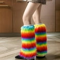 thumbnail image 4 of Women Rainbow Colorful Furry Leg Warmers Punk Harajuku Winter Warm Plush Leggings Boot Cover Harajuku Party Leg Cover, 4 of 8