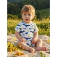 thumbnail image 4 of BemeyourBBs Newborn Baby Boy Summer Clothes Infant Baby Boys Ribbed Romper One Piece Outfit Cute Sailboat Marine Creatures Print Crew Neck Short Sleeve Jumpsuits, 4 of 9