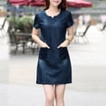 thumbnail image 3 of Baberdicy Denim Dress Elegant Summer Casual Dress Jeans Denim with Pockets Cowboy Women Women's Dress Jean Dress Blue Xl, 3 of 5
