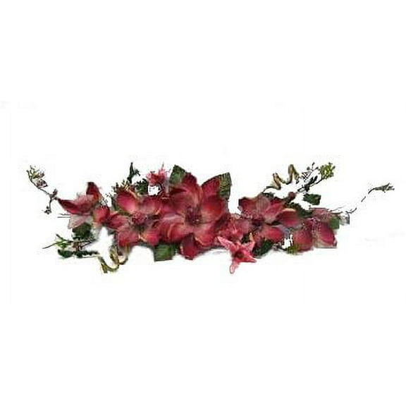 Wine Red Magnolia Crinkle Lace 36in Artificial Polysilk Fake Flower Hand Wrapped Swag for Craft Garden Outdoor Bouquet Arrangement Ceremony Wedding Arch Floral Wall Aisle Decor (Burgundy, Set of 2)