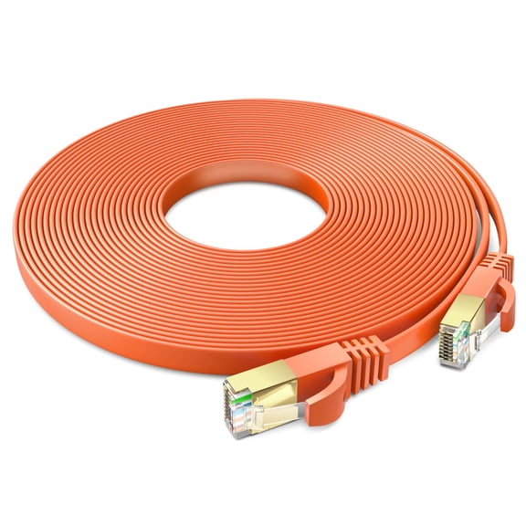 Ethernet Cable 25ft, (Orange) - Cat7 High-Speed LAN Cords for Gaming, Streaming, Router, Modem, PC, PS5, Xbox - Slim & Durable Design (25 Feet)