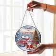 thumbnail image 2 of Santa is Coming Manx Merry Christmas Xmas Noel Truck Tree Stained Glass Suncatcher Cat Lover Kitten Owner Gifts Window Hanging Sign Decor - 02023, 2 of 5