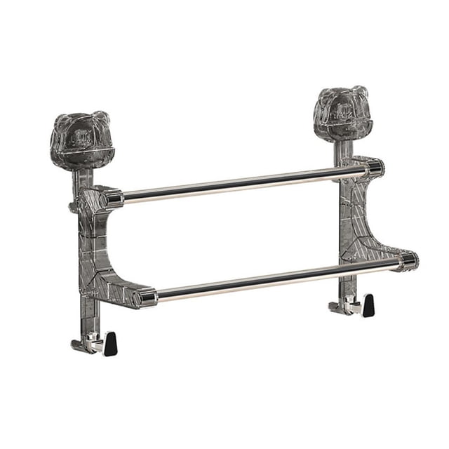 Feltree Double Rod Retractable Suction Cup Towel Rack, Adjustable Punch-Free Bathroom Organizer with Rustproof Plastic for Home/Office