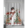 thumbnail image 5 of nqOlkjepod Grey Snowman Christmas Shower Curtain, Waterproof Shower Curtains for Bathroom, Xmas Tree Ball Snowflake Winter Elk Washable Bathtub Curtain Set Bath Decor with 12 Hooks Stall 36"x72", 5 of 6