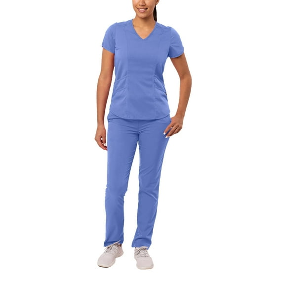 Adar Pro Core Classic Scrub Set For Women - Tailored V-Neck Scrub Top & Tailored Yoga Scrub Pants