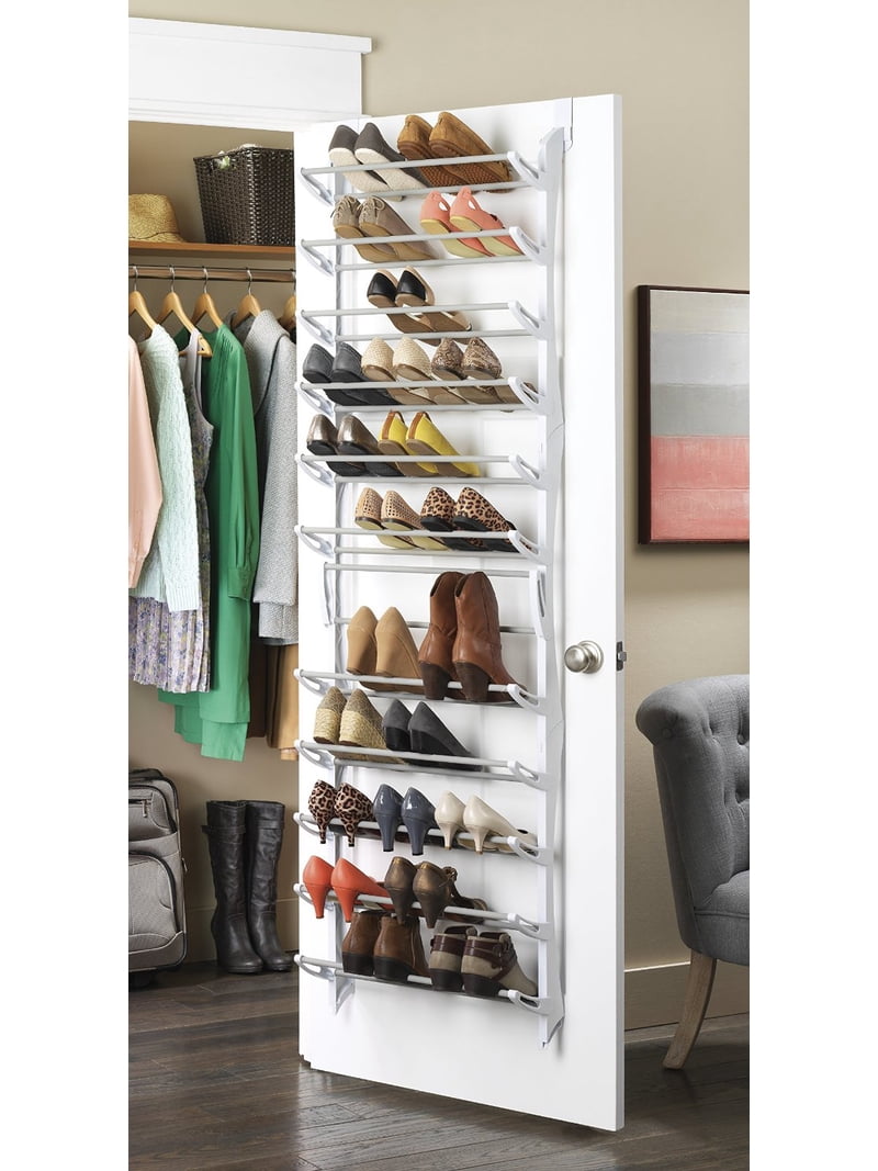 Whitmor Over-the-Door Shoe Rack - 36 Pair, 12-Tier, White Steel