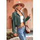 thumbnail image 5 of Chaqueta Recortada con Flecos de Gamuza Sintética PRETTYGARDEN Verde Talla S, 5 of 9
