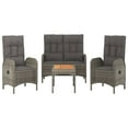 thumbnail image 3 of vidaXL 4 Piece Patio Dining Set with Cushions Gray Poly Rattan, 3 of 11
