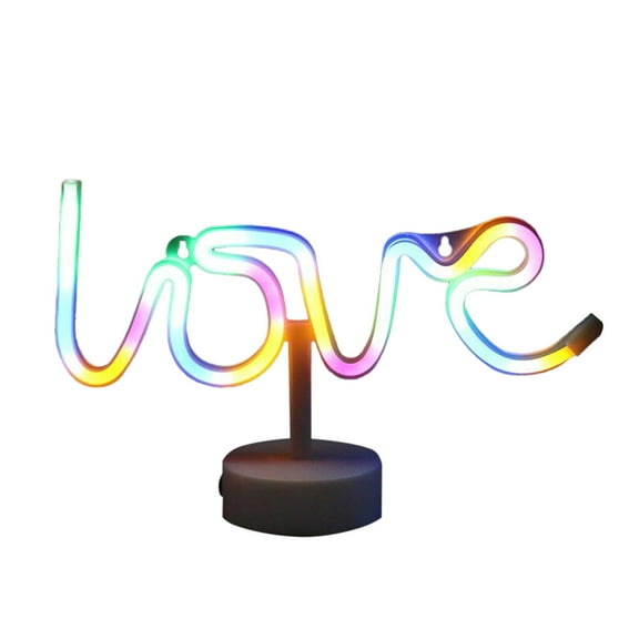 Wovilon LED Valentine's Day Shape Light Decoration Valentine's Day Color Light USB Round Base Neon Light