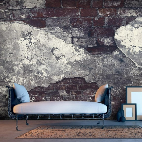 Tiptophomedecor Peel and Stick Wallpaper Wall Mural - Dark Old Brick Wall - Removable Wall Decals