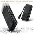 thumbnail image 5 of For Samsung A15 Case, Shockproof Card Holder Flip Magnetic 2-in-1 Detachable Zipper Slots Wallet Cover for Samsung Galaxy A15 5G, Anti-Scratch Leather TPU Bumper Luxury Purse Holster, Blue, 5 of 8