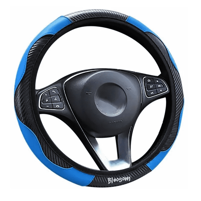 Funda Cubre Volante Bloosom Deportivo Protector Antiderrapante Auto Azul y Negro