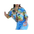 thumbnail image 2 of Franhais Women Button Up Shirt Tropical Tree Print Summer Loose Casual Short Sleeve Lapel Tops, 2 of 5