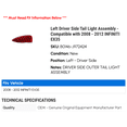 thumbnail image 2 of Left Driver Side Tail Light Assembly - Compatible with 2008 - 2012 INFINITI EX35 2009 2010 2011, 2 of 2