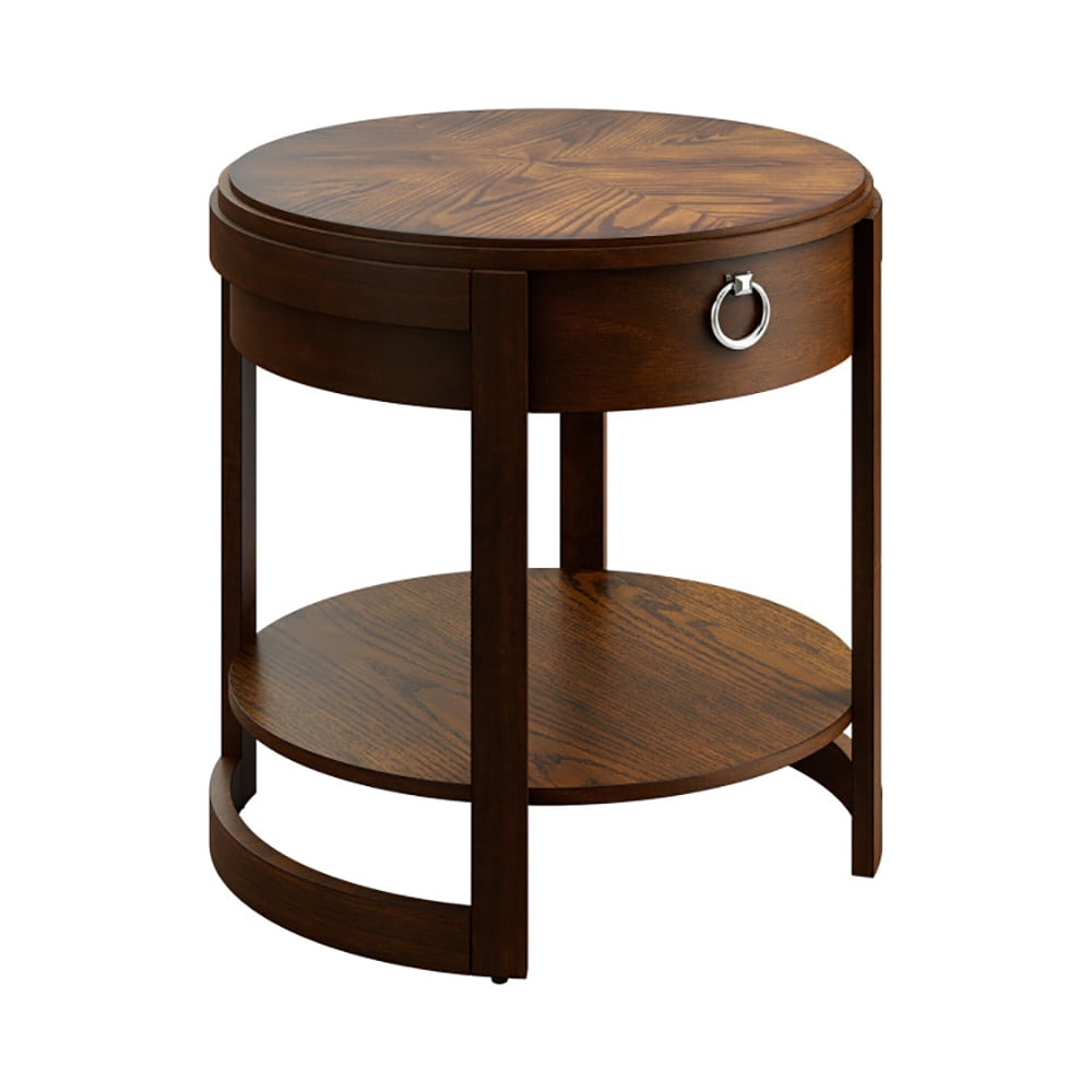 Finihen End Side Table, Sofa Side Table, Bed Side Table, 2-Tier Elliptical End Table with Drawer, for Living Room, Bedroom, Brown Finihen End Side Table, Sofa Side Table, Bed Side Table, 2-Tier Elliptical End Table with Drawer, for Living Room, Bedroom, Brown