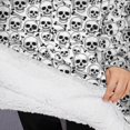 thumbnail image 3 of Oversized Wearable Blanket Hoodie,Black White Skull Pattern Sherpa Blanket Hoodie with Super Pockets,Super Warm Fuzzy Pullover for Women & Men, 3 of 6