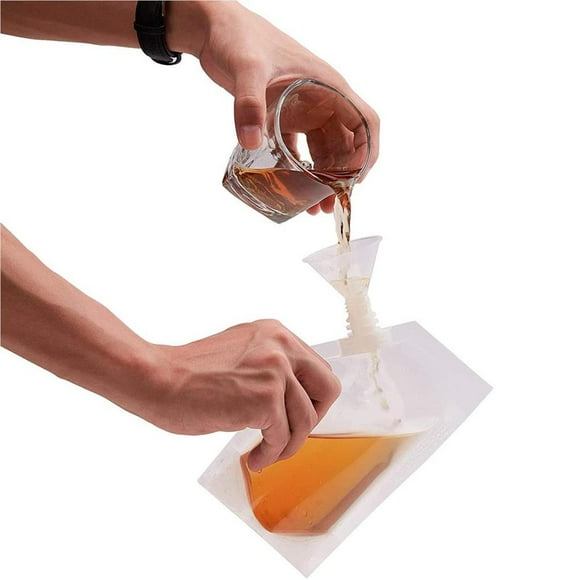 Langgg 5 Pièces Flacon de Boisson Sac Conteneur de Stockage Transparent Hôtel Bar à Manger Café Pique-Nique Extérieur Intérieur Poche à Boire Transparent