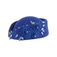 thumbnail image 3 of Big Beach Straw Hats for Women Foldable Summer Wide Brim Packable Sun Hat Womens Travel Straw Fedora Hat Berets Women Church Hats Flower Applique Pillbox Hats Fascinator Tea Caps, 3 of 3