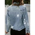 thumbnail image 6 of Eytino Jean Jacket for Women Long Sleeve Button Boyfriend Distressed Ripped Denim Jacket Coat with Pockets Blue S-2XL, 6 of 10