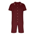 thumbnail image 4 of VBTAPA Mens Beach Outfits 2 Piece Sets Solid Textured Cuban Shirt and Shorts Set Summer Casual Lounge Sets Yoga Tracksuit Set Wine XXL, 4 of 7