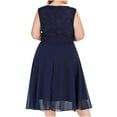 thumbnail image 4 of HKEJIAOI Cadeau d'Anniversaire Liquidation Robe de Bal Décontractée Col Rond Robe Sans Manches Col Rond Femme Solide Robe en Chiffon Mi-Mollet Bleue, 4 of 9