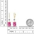 thumbnail image 2 of Gem Stone King 20.90 Ct Pink Created Sapphire Blue Tanzanite 18K Yellow Gold Plated Silver Earrings, 2 of 4