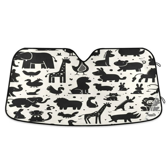ALAZA Cartoon Funny Animals Windshield Sun Shade Car Foldable Visor Block UV Rays Protector 55"x27.6"