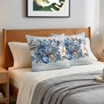 thumbnail image 6 of Pillow Covers 16x16 Set of 2, Blue Poinsettia Christmas Throw Pillow Covers Decorative Couch Cushion Cover, Xmas Botanical Balls Snowflake Vintage Microfiber Soft Pillowcases for Bedroom Living Room, 6 of 9