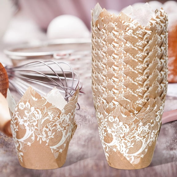 200 Pcs Wedding Tulip Cupcake Liners Bridal Shower Muffin Liners Baking Cups Greaseproof Paper Cupcake Wrappers Cups for Party Wedding Anniversaries Birthdays Supplies$$Home Decor, Kitchen, & Other