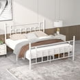 thumbnail image 4 of VECELO Victorian Queen Size Metal Platform Bed Frame with Headboard & Footboard, No Box Spring Needed, White, 4 of 12