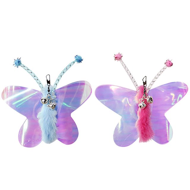 Cat Wand Toy Refill Butterfly 2PCS Bell Kitten Toy Replacement Cat Toy Accessory