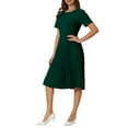 thumbnail image 4 of VESTIDO PLISADO EN A DE INSPIRE CHIC PARA MUJER, MANGA CORTA, VESTIDO MIDI PARA TRABAJAR XL VERDE, 4 of 4