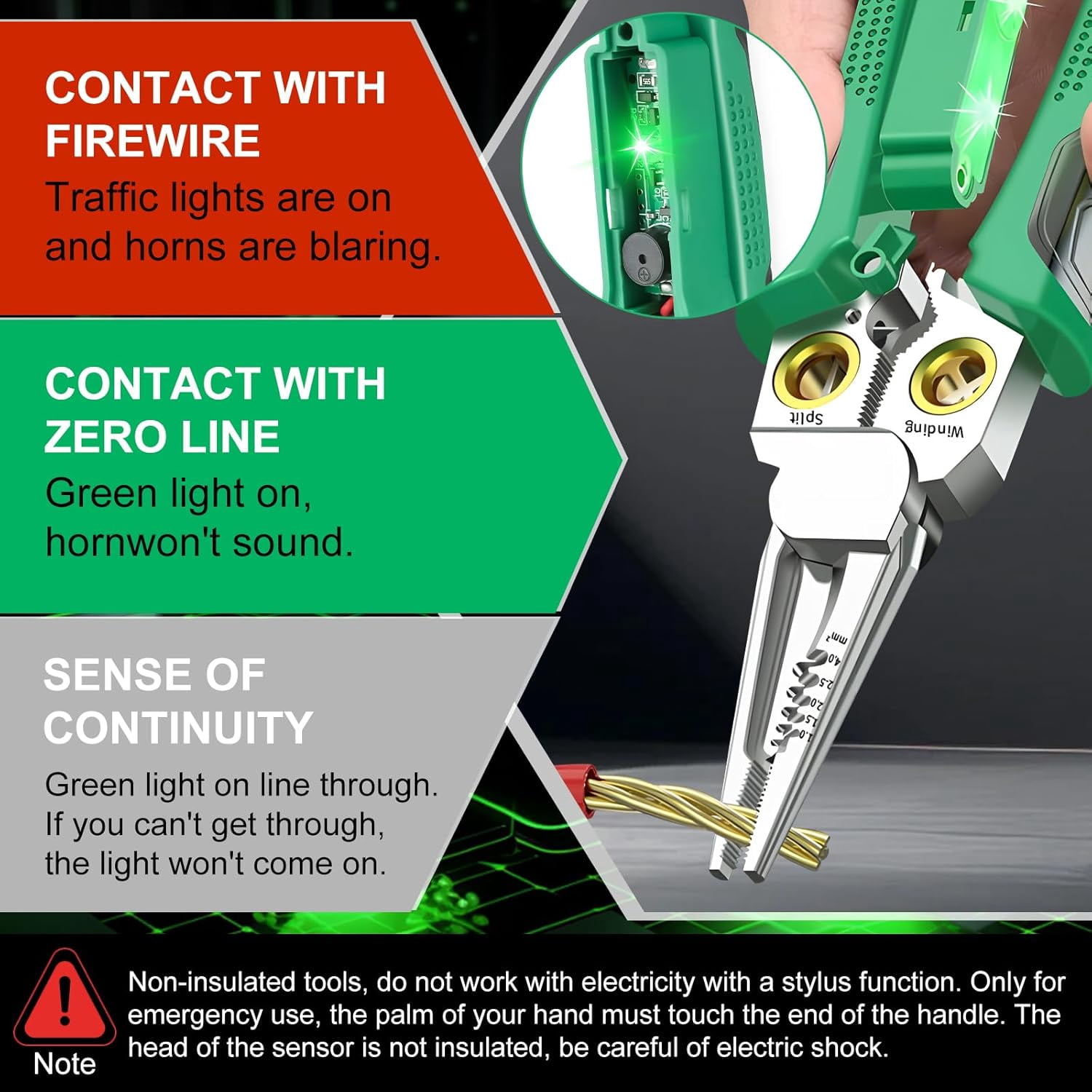 ABCISI 8 in 1 Wire Stripper with Voltage Tester, Multi-function Electric Wire Stripper Electrician's Pliers, Wire Stripping Tool for Cutting and Pulling Pliers, Electrician Repair Tool
