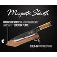 thumbnail image 4 of Concord Genbu Traditional Japanese Chef's Knife Raw Hammered Double Beveled 9CR18MOV Blade w/ 60 HRC. Tortoise Shell Resin Handle. Comes with Magnetic Magnolia Wood Sheath with Stand. (7" Santoku), 4 of 7