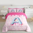 thumbnail image 2 of Feelyou Donut Initial A Teens Twin Comforter Sets, Princess Pink Bowknot Bedding Set, 2pcs, 2 of 8