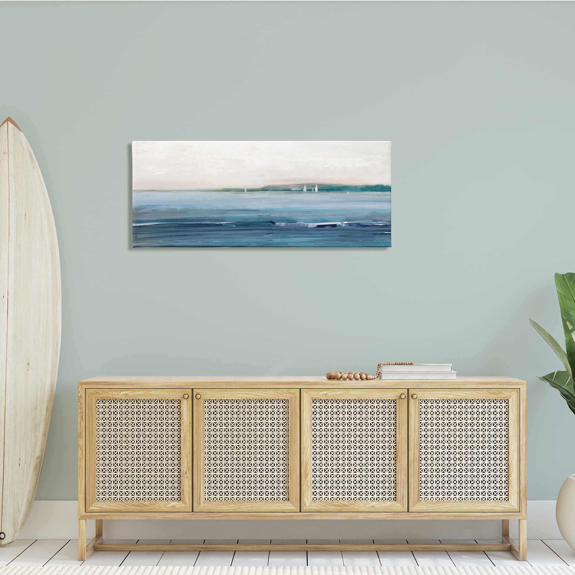 Stupell Indtries Morning Sky Abstract Nautical Ocean Landscape Distant Boats,48 x 20,Design by ​Sally Swatland