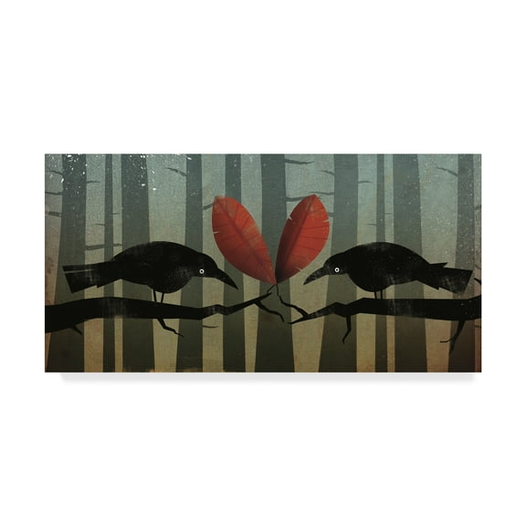 Trademark Fine Art 'Love Birds Ravens' Canvas Art by Ryan Fowler