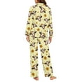 thumbnail image 6 of DISNIMO Cow Sunflower Print Women Pajama Sets 2 Piece Pj Lounge Sets Long Sleeve Sleepwear with Long Pants Casual Loose Nightwear with Pocket Button Down Loungewear, XS, 6 of 7