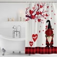 thumbnail image 2 of Red Gnomes Valentines Day Shower Curtain Set - Standard 72" x 72" Washable Bathtub Curtain with 12 Hooks, Love Heart Tree Roses Plaid Waterproof Fabric Shower Curtains for Bathroom/Bathtub Décor, 2 of 6