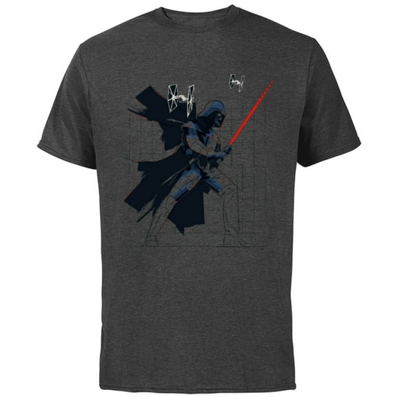 Star Wars Darth Vader Dynamic Grid Sketch - Short Sleeve Cotton T-Shirt for Adults - Customized-Charcoal