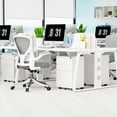 thumbnail image 2 of SUNCROWN 3 Drawer File Cabinet, Metal Filing Cabinets for Home Office with Lock Wheels, Small Mobile File Cabinets for A4/Legal/Letter File, Printer Stand, Under Desk Mobile File Cabinet(White), 2 of 7
