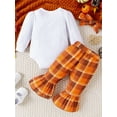 thumbnail image 3 of Wassery Toddler Girl Thanksgiving Outfits Set Clothes 3M 6M 9M 12M 18M Baby Girls Long Sleeve Rompers +Turkey Print Flare Pants 2Pcs Thanksgiving Clothing for Infant Girl, 3 of 9